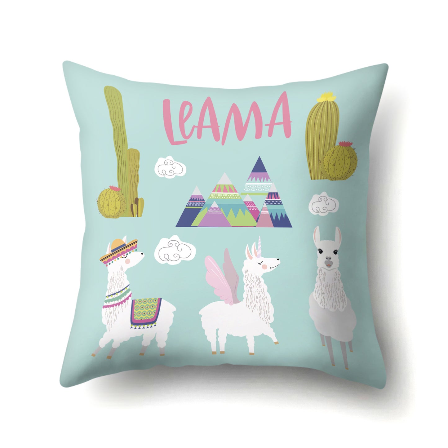 Boy's and Girls Creative Llama Polyester Pillow Cover