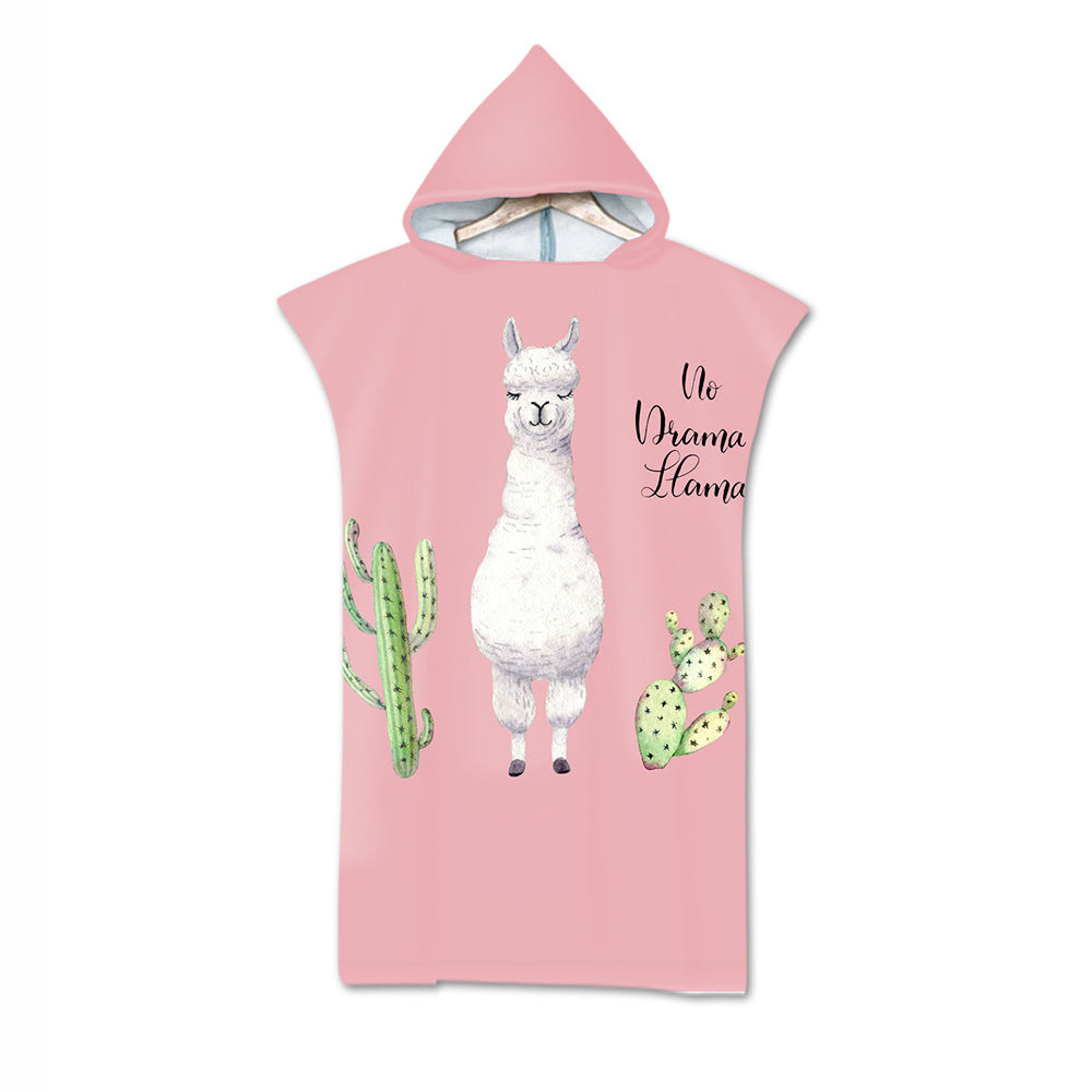 Women's and Teen Girl's Llama Print Microfiber Bath Towel