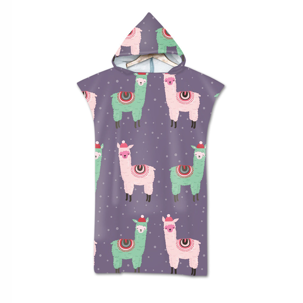 Women's and Teen Girl's Llama Print Microfiber Bath Towel