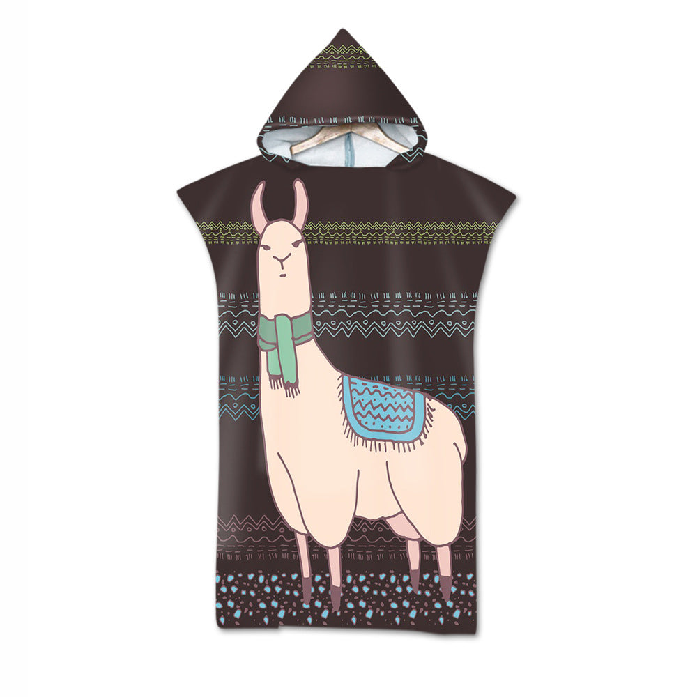 Women's and Teen Girl's Llama Print Microfiber Bath Towel