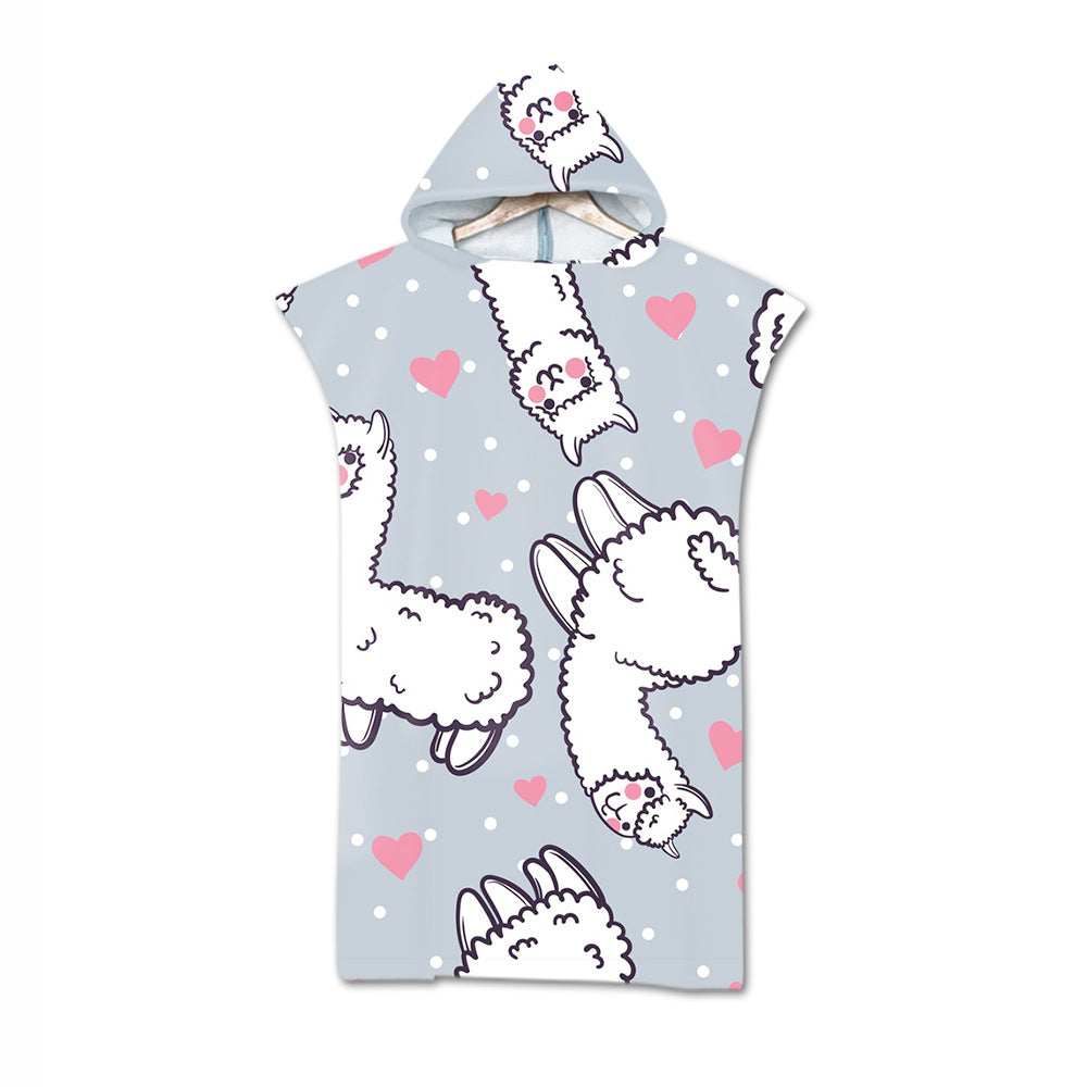Women's and Teen Girl's Llama Print Microfiber Bath Towel