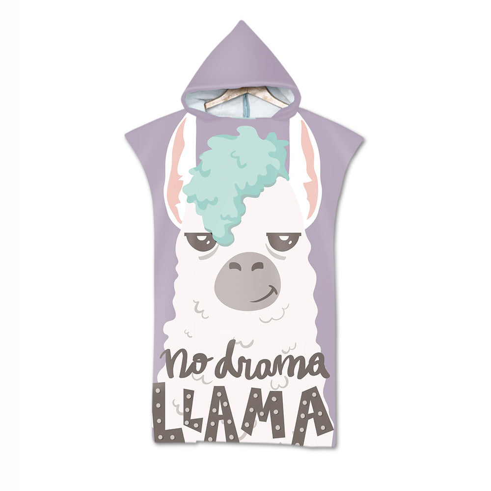 Women's and Teen Girl's Llama Print Microfiber Bath Towel