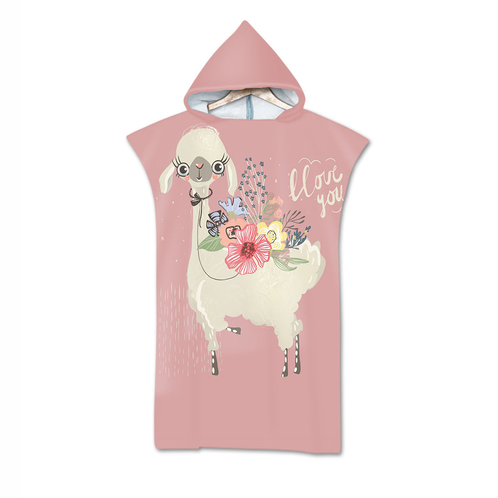 Women's and Teen Girl's Llama Print Microfiber Bath Towel