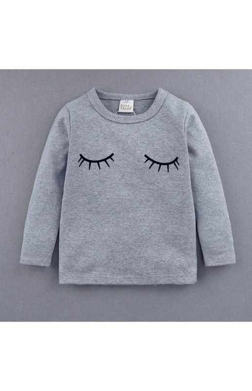 Girl Eyelash Cloud Print Brushed Children's Homewear Cotton Set