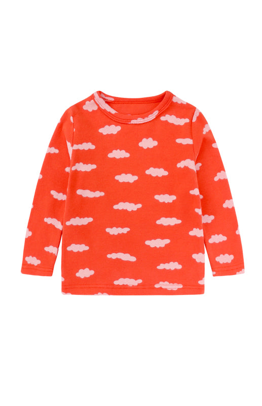 Girl Eyelash Cloud Print Brushed Children's Homewear Cotton Set