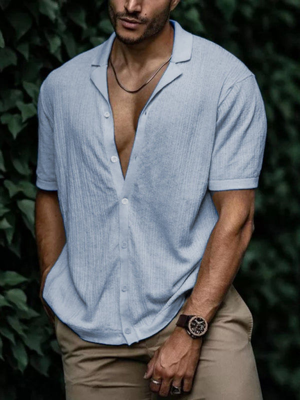 Men's Casual loose knit short sleeve shirt