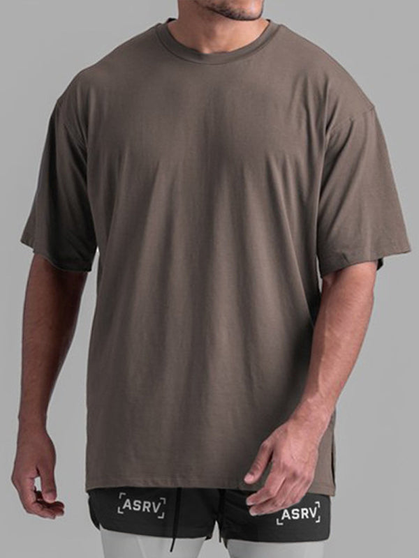 Men's knitted casual sports round neck short-sleeved quick-drying T-shirt