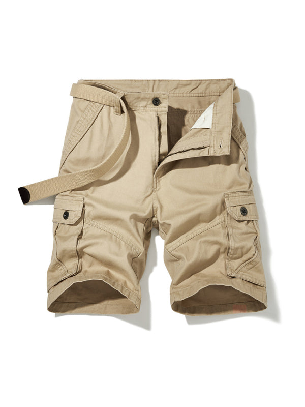 Men's Belted Double Pocket Cargo Shorts