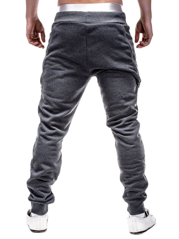 Men's Solid Color Zip Cuff Joggers