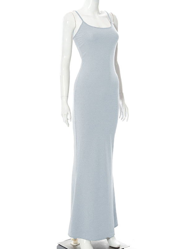 Women's Casual Sleeveless High Waist Slim Sling Dress