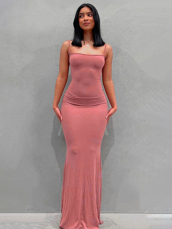 Women's Casual Sleeveless High Waist Slim Sling Dress