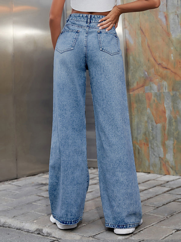 Women's Ripped High Waist Side Leg Jeans