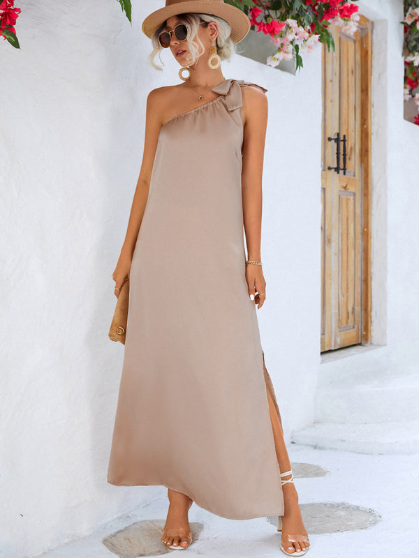 Women's New Sexy Elegant Slanted Shoulder Strap Dress