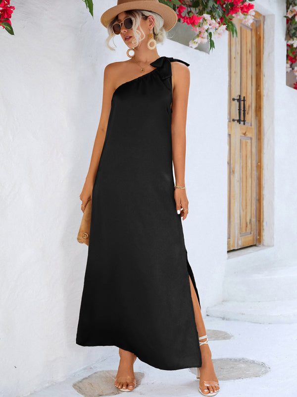 Women's New Sexy Elegant Slanted Shoulder Strap Dress