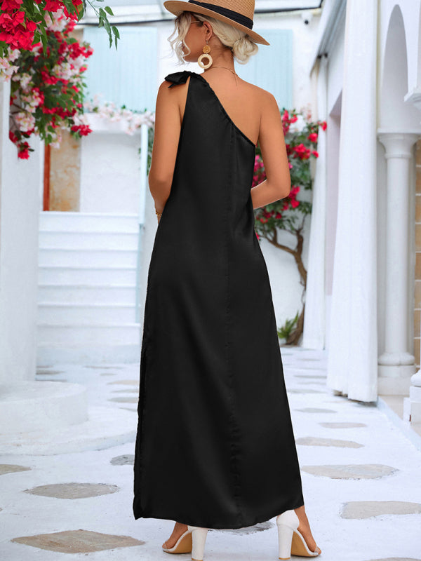 Women's New Sexy Elegant Slanted Shoulder Strap Dress