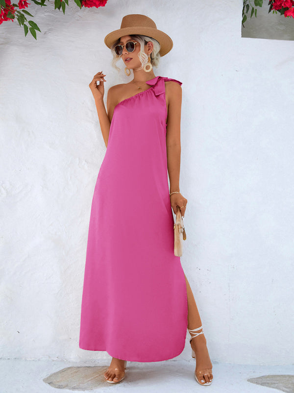 Women's New Sexy Elegant Slanted Shoulder Strap Dress
