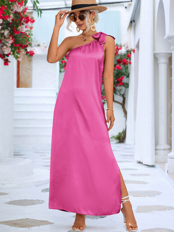 Women's New Sexy Elegant Slanted Shoulder Strap Dress