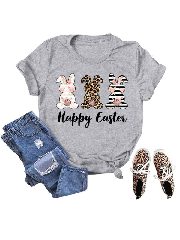 Women's Graphic Print Happy Easter Bunny T-shirt