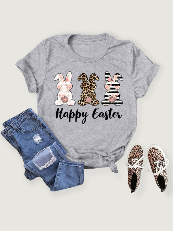 Women's Graphic Print Happy Easter Bunny T-shirt