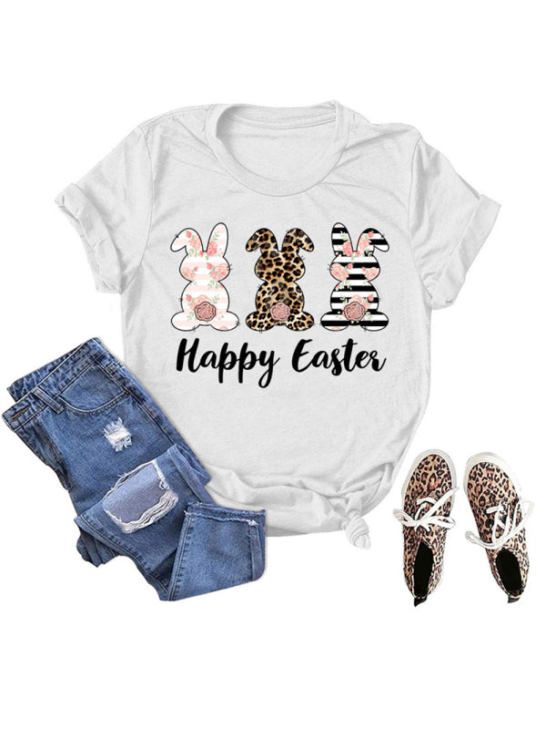 Women's Graphic Print Happy Easter Bunny T-shirt
