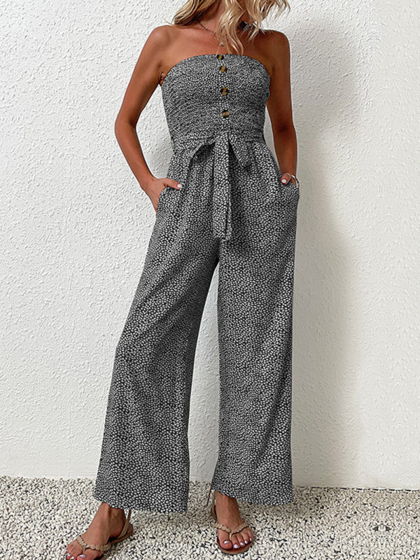 European and American women's holiday leopard print one-piece jumpsuit