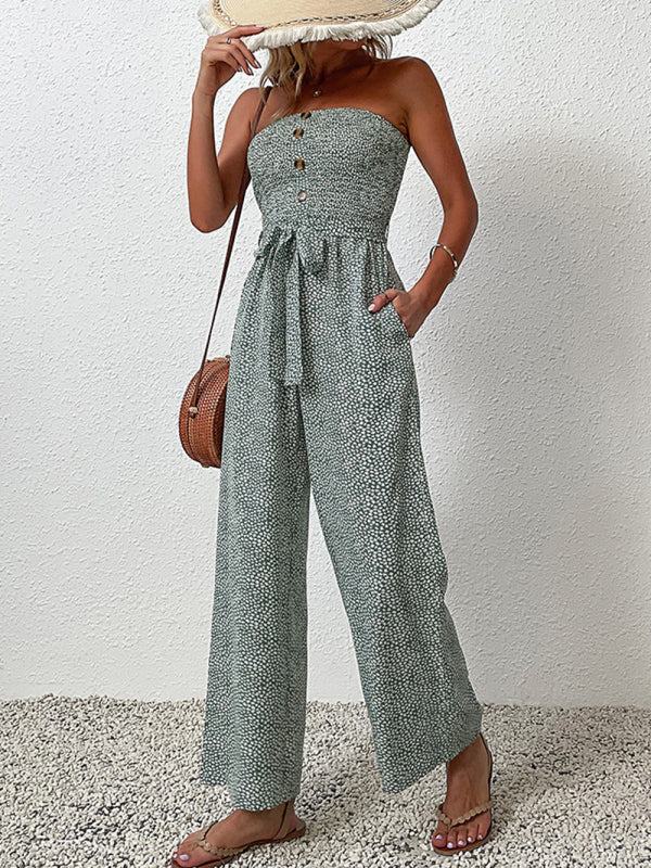 European and American women's holiday leopard print one-piece jumpsuit