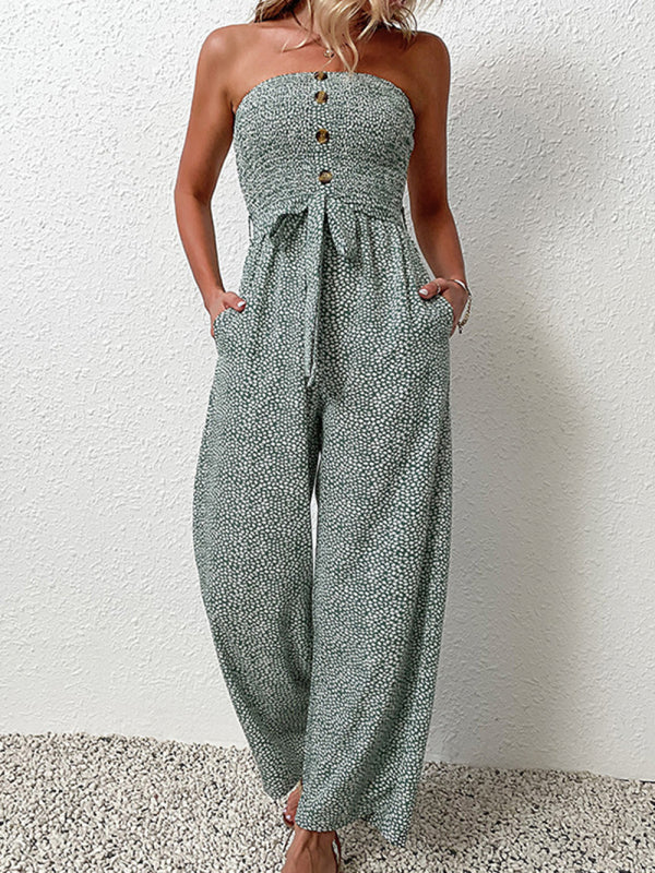 European and American women's holiday leopard print one-piece jumpsuit