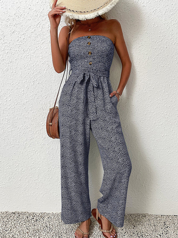 European and American women's holiday leopard print one-piece jumpsuit