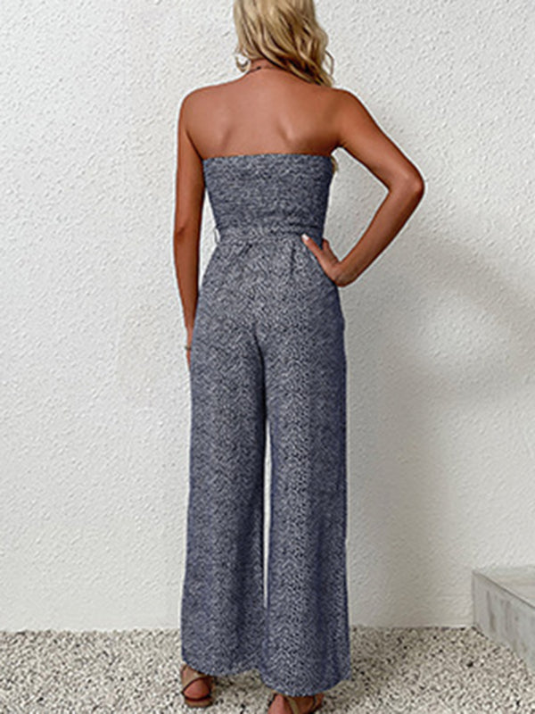 European and American women's holiday leopard print one-piece jumpsuit
