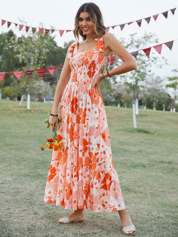 Women's Sling Floral Resort Long Dress