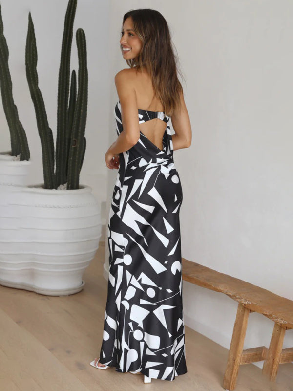 Women's Printed Strapless Maxi Dress