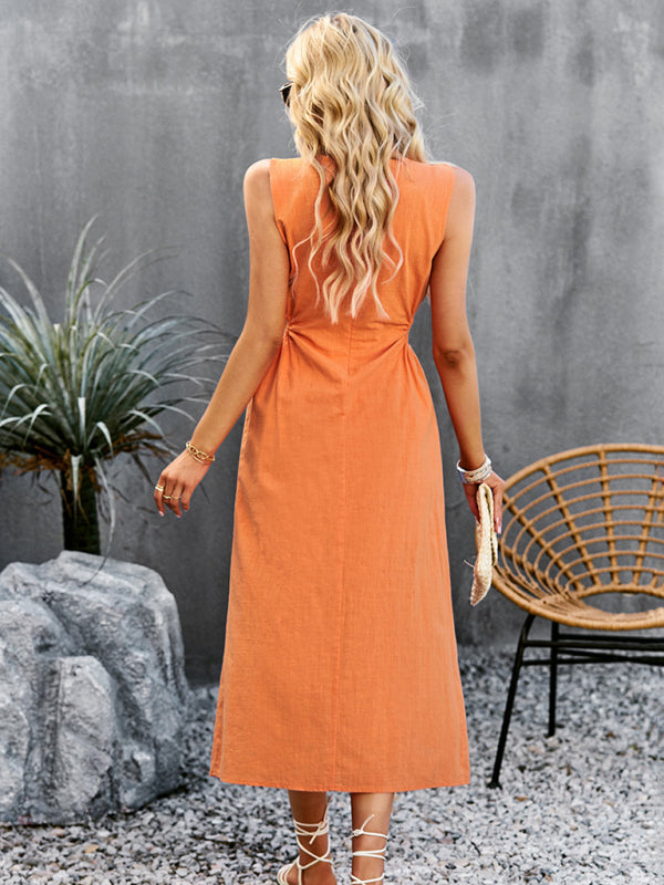 Women's Summer Temperament Waistless Long Sleeveless Sundress