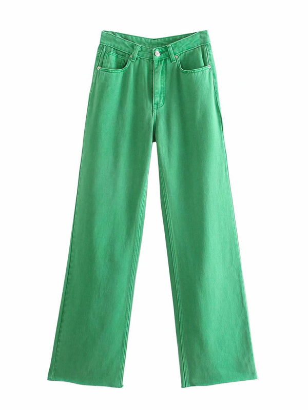 Women's New Street High Waist Casual Straight Leg Wide Leg Pants Jeans