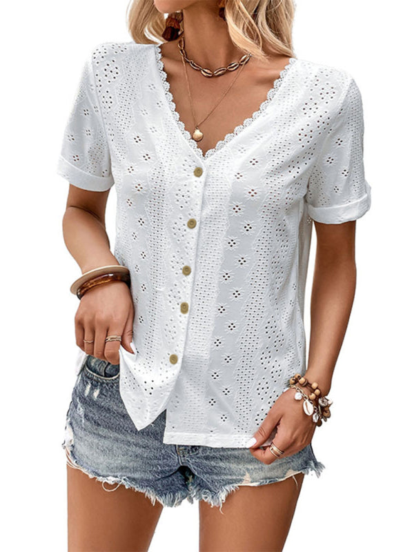 Summer new women's clothing reversible white blouse