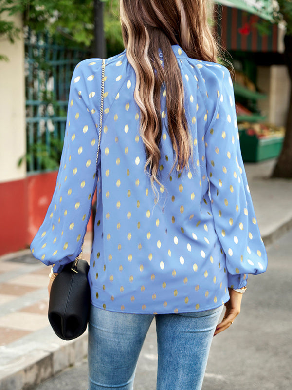 Women's Gold Dot Print Temperament commuting polka dot blouse
