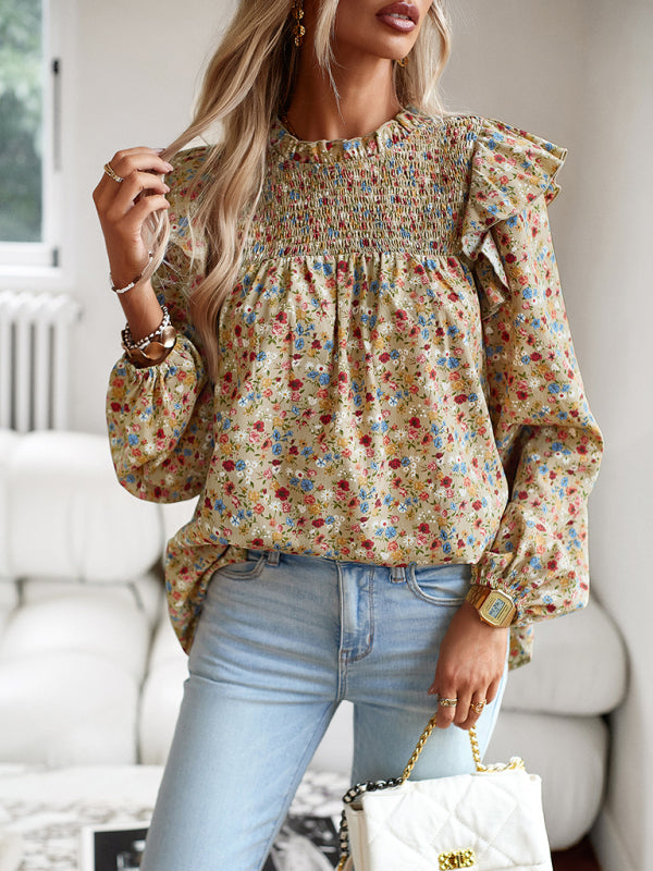 Women's Floral Shirt Femininity Commuter Long Sleeve blouse