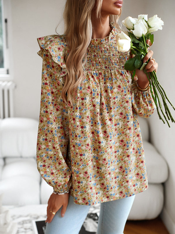 Women's Floral Shirt Femininity Commuter Long Sleeve blouse