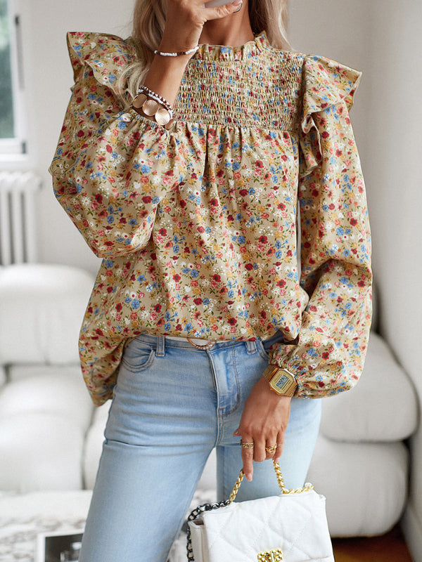 Women's Floral Shirt Femininity Commuter Long Sleeve blouse