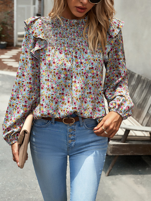 Women's Floral Shirt Femininity Commuter Long Sleeve blouse