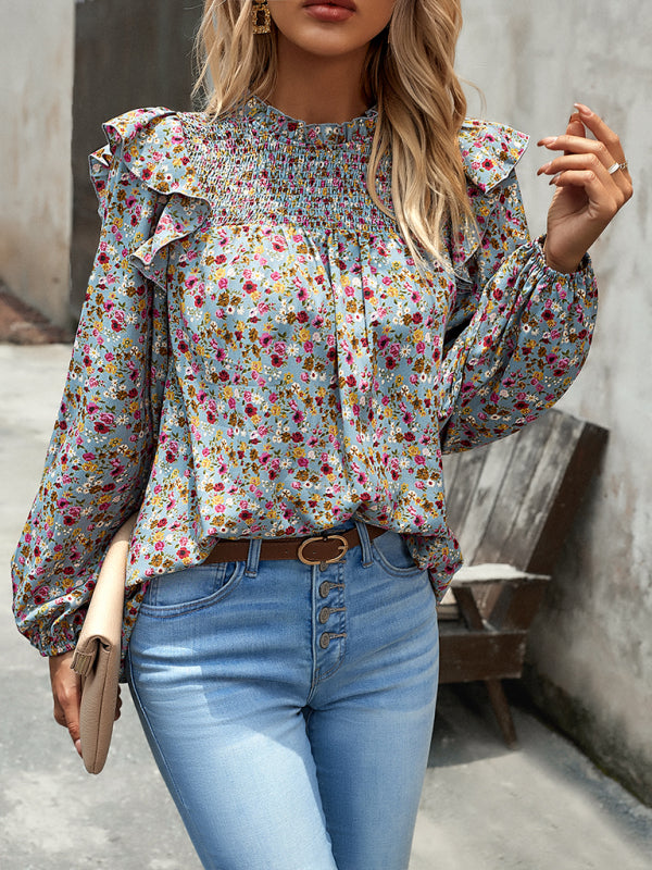 Women's Floral Shirt Femininity Commuter Long Sleeve blouse