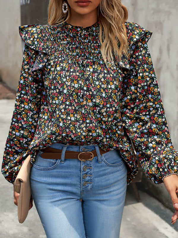 Women's Floral Shirt Femininity Commuter Long Sleeve blouse