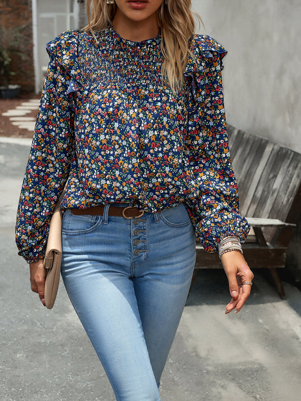 Women's Floral Shirt Femininity Commuter Long Sleeve blouse