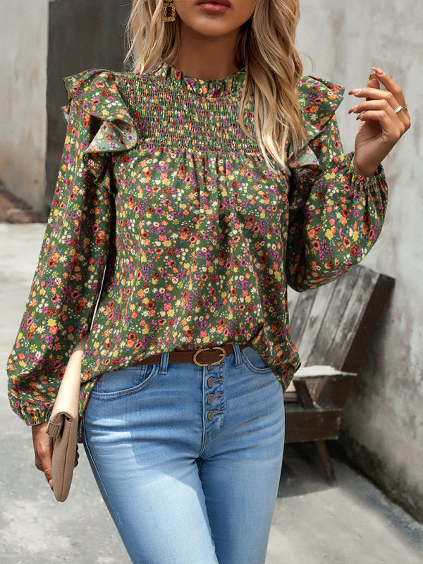 Women's Floral Shirt Femininity Commuter Long Sleeve blouse