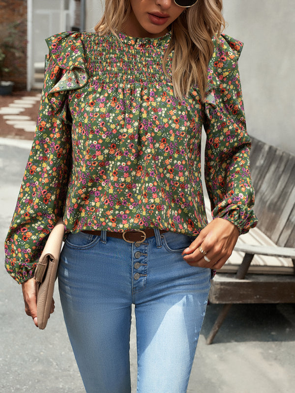 Women's Floral Shirt Femininity Commuter Long Sleeve blouse