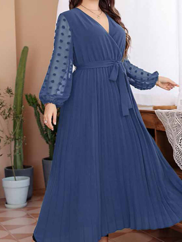Women's New large size elastic waist jacquard patchwork dress