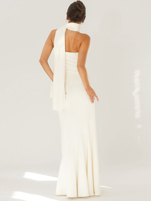 Women's Breast-wrapped fish hemline shawl dress