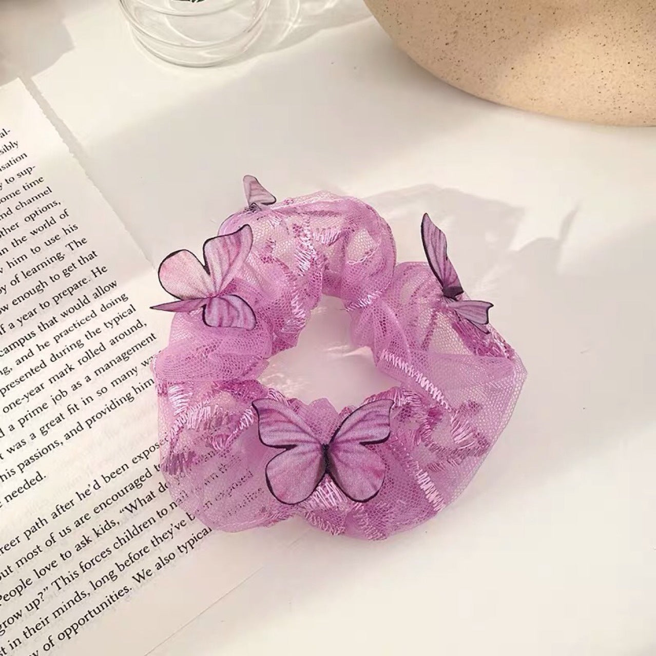 Women's Mesh Pig Intestine Ring Butterfly Hair Accessories