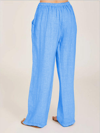 Women's Casual Cotton Loose Pocket Drawstring Pajama Pants