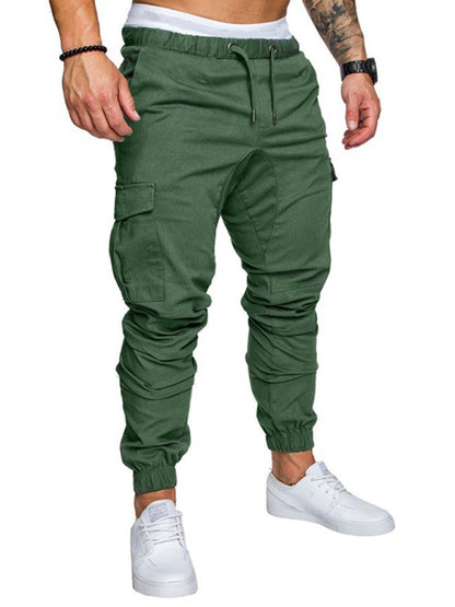 Men's Solid Color Casual Tether Elastic Sports Baggies Men's Trousers