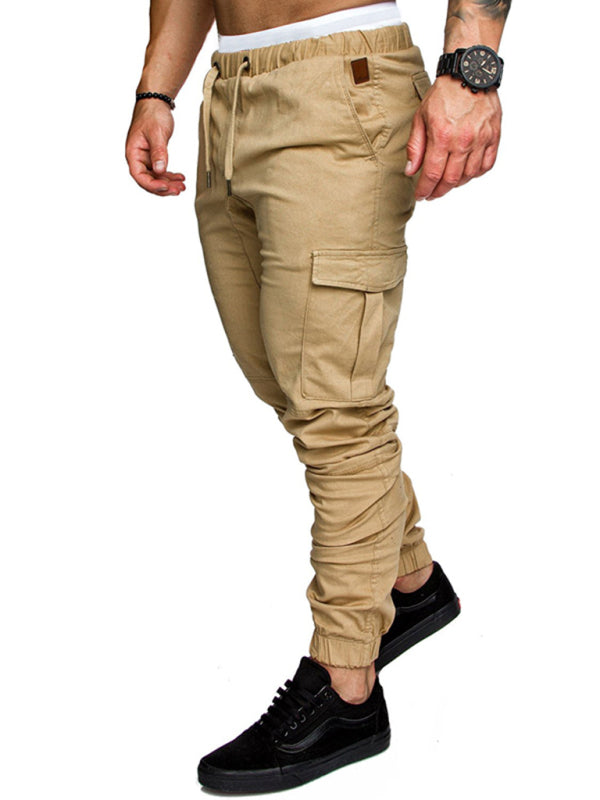 Men's Solid Color Casual Tether Elastic Sports Baggies Men's Trousers